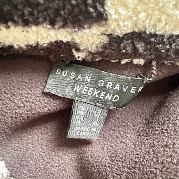 Susan Graver Weekend Reversible Sherpa Polar Fleece Coat Zebra Black Size Large - Picture 7 of 7